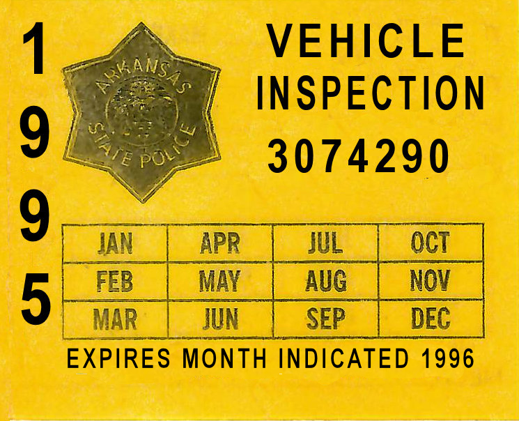 1995 Arkansas Inspection Sticker (image for) 1995 Arkansas Inspection Sticker